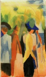 Spaziergänger unter Bäumen (Spaziergänger im Park)