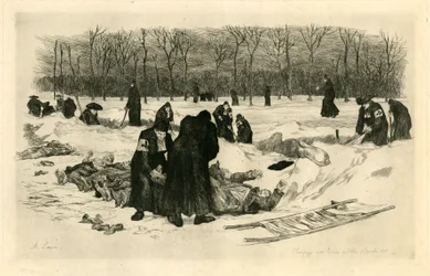 Begräbnis der Toten im Schnee