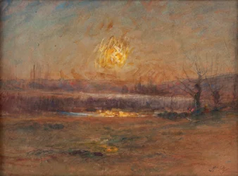 Sonnenuntergang am Teich auf dem Land