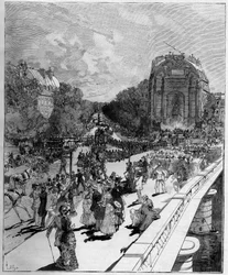 Defilee der Studenten der École Polytechnique (Monome) auf dem Place Saint-Michel in Paris, 24. Juni