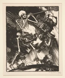 La Mort et les Passions vont fondre sur le Monde (Tod und Zwietracht werden auf die Erde regnen), aus La Guerre de 1914, erste Serie, Nr. 7