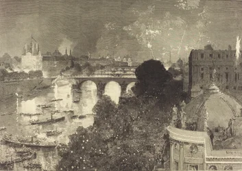 Der 14. Juli. Beleuchtung der Seine vom Pont Neuf bis zum Pont au Change, 1882.