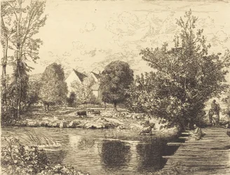 Alte Fußgängerbrücke, Ufer des kleinen Morin, 1915