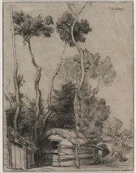 Landschaft mit Hütten