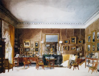 Wohnzimmer der Herzogin von Berry in den Tuilerien, Aquarell von Garnerey Auguste (1785-1824), Frankreich