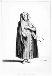 Ein französischer jüdischer Mann im Gebet, Illustration aus dem Dictionnaire Historique de la Bible, 1722