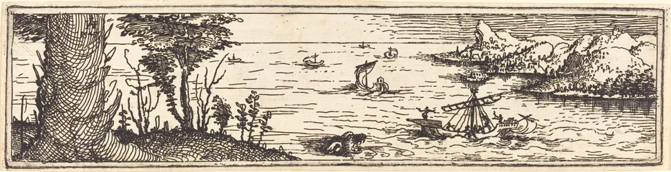 Landschaft mit einem See und Segelschiffen, 1545