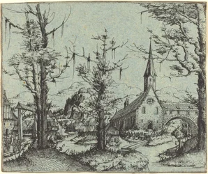 Landschaft mit Dorfkirche, 1545