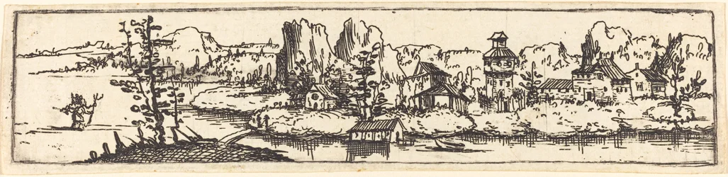 Flusslandschaft mit dem Heiligen Christophorus