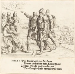 Die drei Könige berichten Herodes von der Geburt Christi