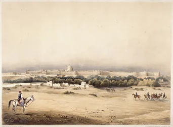 Sir Charles Napier im Vordergrund, gefolgt von seiner Eskorte von Scinde-Pferden, Hyderabad, ca. 1850