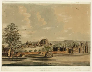St. James mit dem Dorf Charing, wie es in der Herrschaft von Heinrich VIII erschien