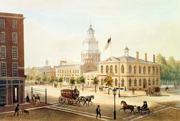 State House, Philadelphia, graviert von Deroy
