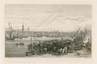 Bau der neuen London Bridge, 1826