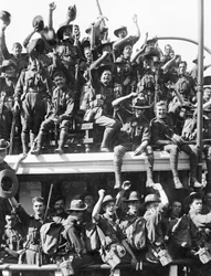 Einschiffung der Australian Naval and Military Expeditionary Force (AN&MEF) nach Neuguinea, 19. August 1914