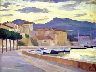 Mediterraner Hafen-Sonnenuntergang