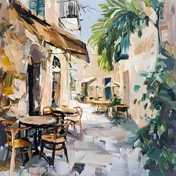 Sonniges europäisches Café