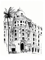 Skizze eines historischen Hotels