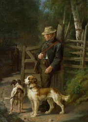 Junge mit Jagdhunden
