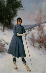 Mädchen auf Skiern