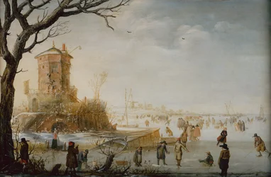 Winterlandschaft mit Schlittschuhläufern
