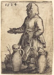 Bäuerin mit zwei Krügen