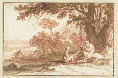 Landschaft mit der Nymphe Corsica und dem Satyr