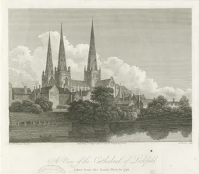 Lichfield Kathedrale - Südwestansicht (Gravur)