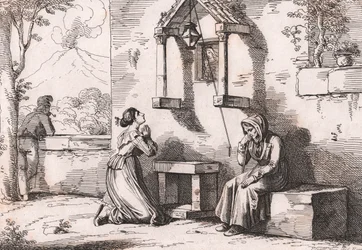 Eine Tochter betet zur Madonna für ihre kranke Mutter