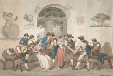 Innenraum eines römischen Gasthauses, 1817