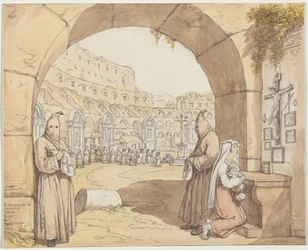 La Compagnia dei sacconi al Colosseo (Büßende beten an Altären im Kolosseum)