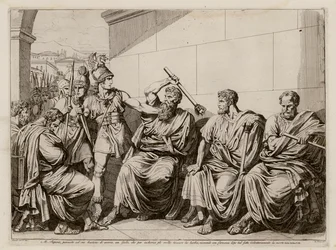 Marcus Papirius schlägt einen Gallier, der versucht, seinen Bart zu berühren, 387 v. Chr.