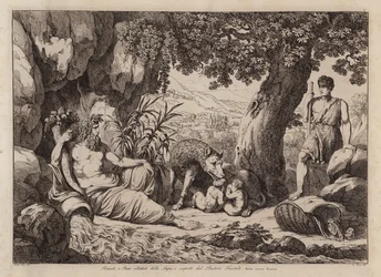 Romulus und Remus von der Wölfin gesäugt und vom Hirten Faustulus entdeckt