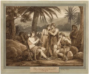 Telemachus spielt und singt für die Hirten in Ägypten, aus Die Abenteuer des Telemachus, Buch 2