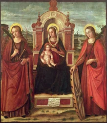 Madonna und Kind auf dem Thron mit St. Katharina von Alexandria und einer heiligen Märtyrerin