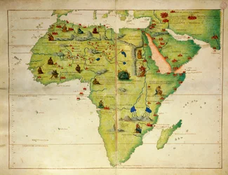 Afrika, aus dem Atlas der Welt in dreiunddreißig Karten, von Battista Agnese