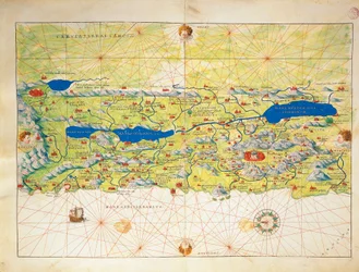 Heiliges Land, Israel und Palästina, aus dem Atlas der Welt in dreiunddreißig Karten, von Battista Agnese