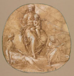 Die Jungfrau und das Kind mit der heiligen Katharina von Alexandria und einer älteren Heiligen, ca. 1545
