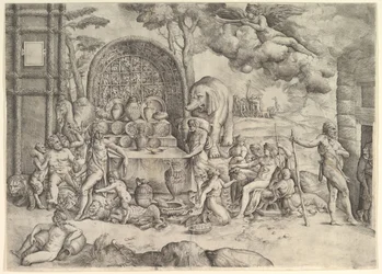 Die Hochzeit von Amor und Psyche rechter Flügel, ca. 1530-61