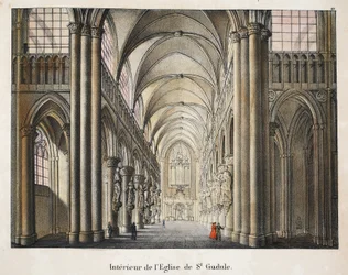 Innenansicht der St.-Gudula-Kirche, ca. 1895