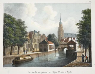 Der Fischmarkt und die St.-Johannes-Kirche in Gouda, ca. 1895