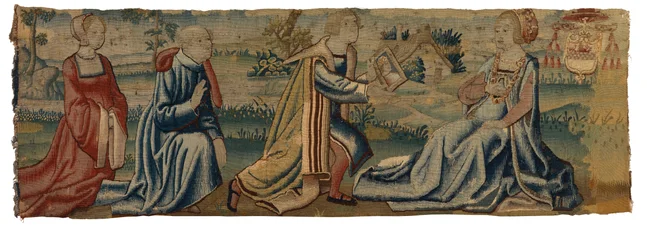 Wandteppich, Heiratsantrag durch Stellvertreter, aus Belgien