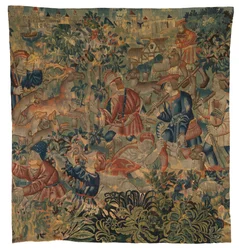 Wandteppich mit Jagdszenen, möglicherweise aus Tournai, ca. 1500 (Wolle)