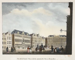 Ansicht des Großen Marktplatzes und des Königshauses in Brüssel, ca. 1895