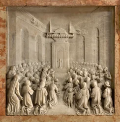 Krypta, Arche der Heiligen Marcellinus und Peter Exorzist, Benedetto Briosco 1506-08, Wunder der Tauben