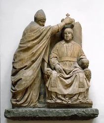 Kardinal Latino di Carlo Orsini krönt Ferdinand II. von Aragon