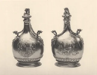 Paar William III Pilgerflaschen, ca. 1690