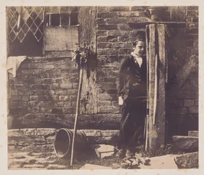 Walter Chamberlain versteckt sich hinter der Bredicot-Pumpe, Mitte der 1850er Jahre