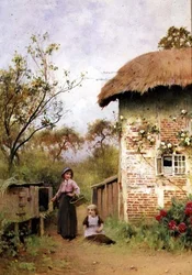 Die Kaninchen füttern