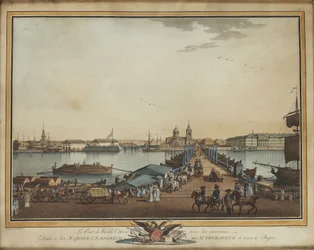 Die Austauschbrücke auf der Wasiljewski-Insel, 1799